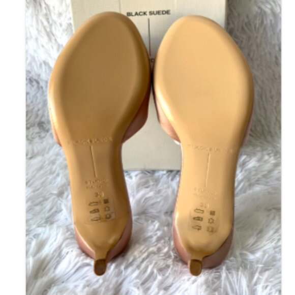 NIB BLACK SUEDE STUDIO Josey 65 Mule Sandals Color Old Rose Satin 6 MSRP $230 - Picture 15 of 16